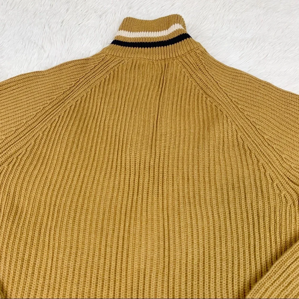J Crew‎ Men's ribbed half zip pullover sweater striped mock neck long sleeve